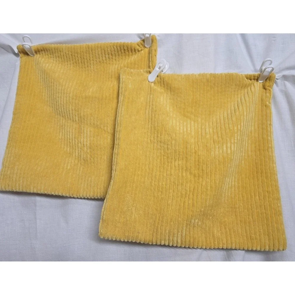 Pair Mustard Yellow Ribbed Corduroy Velvet Throw Pillow Covers 16